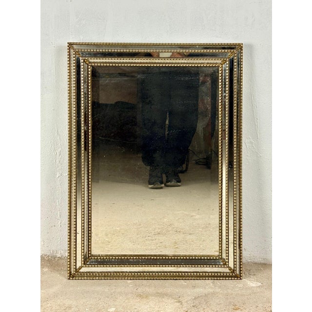 Brass and Beveled Glass Wall Mirror, Mid-20th Century For Sale - Image 9 of 14