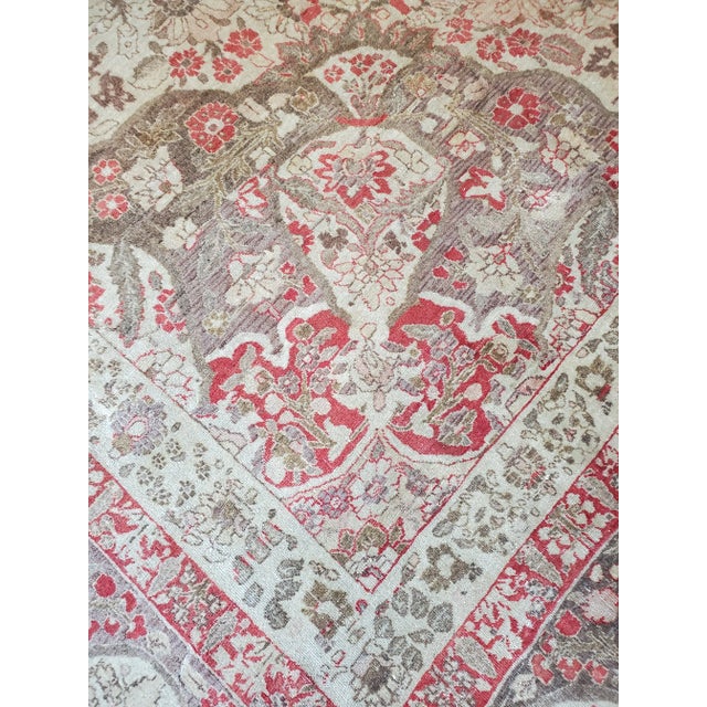 Late 19th Century Late 19th Century Antique Tabriz Carpet, Hadji Jalili Persian Rug, Earth Tones, Light Blue, Coral For Sale - Image 11 of 12