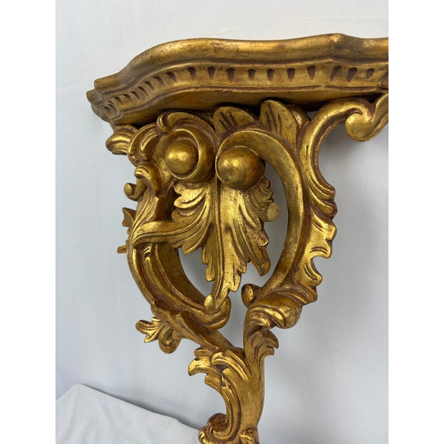 Wood Late 20th Century Pair of Giltwood Acanthus Leaf Wall Brackets | Neoclassical Style For Sale - Image 7 of 12