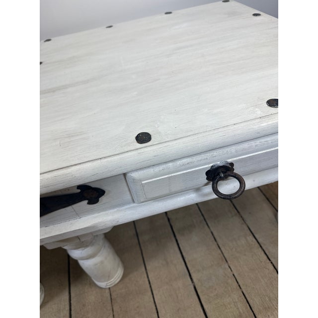 Black Coffee Tables in White-Washed Wood and Black Wrought Iron, 1990s, Set of 2 For Sale - Image 8 of 12