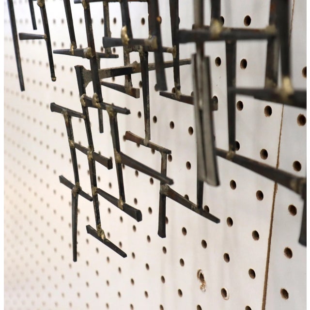 Brown Mid 20th Century William Bowie Abstract Nail Wall Sculpture For Sale - Image 8 of 9
