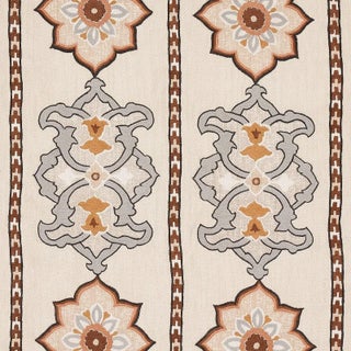 Schumacher Temara Embroidered Print in Natural For Sale