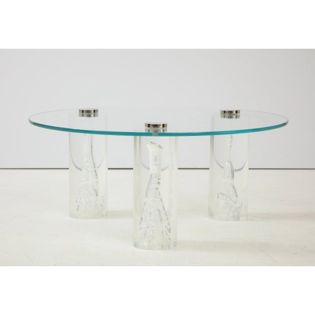 1980's Lucite Coffee Table with Internal Bubbles For Sale - Image 4 of 9