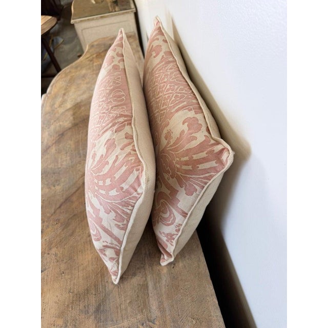 Pair of Bespoke Lumbar Pillows in Fortuny "Corone" Pattern For Sale In Los Angeles - Image 6 of 12