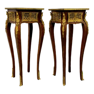 Vintage French Louis XV Ormolu Mounted Side Tables or Pedestals - a Pair