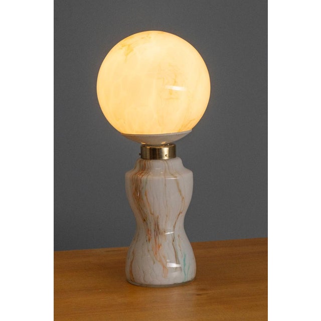 Mid-Century Modern Glass and Brass Table Lamps, 1980s, Set of 2 For Sale - Image 3 of 5