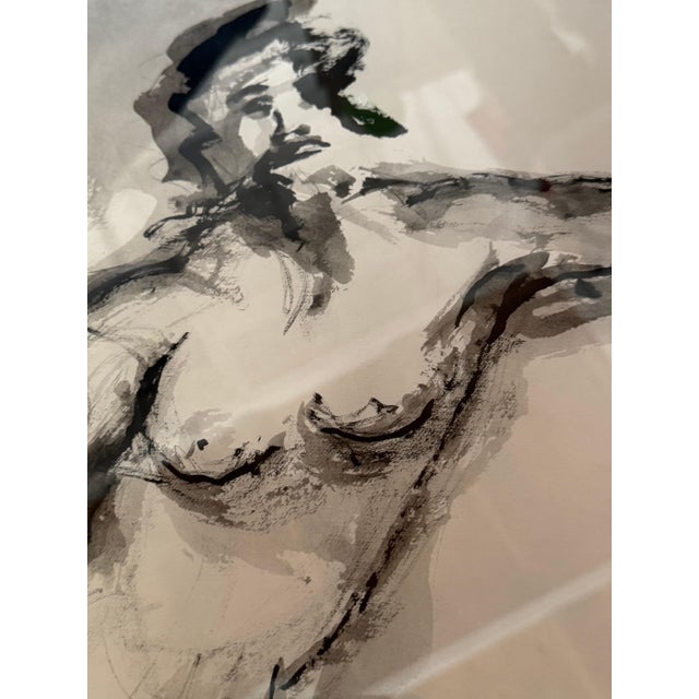 1990s Vintage Ink Drawing Of A Nude Male Figure For Sale - Image 5 of 12