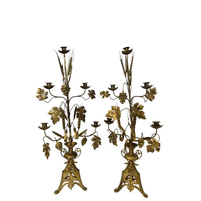 Antique French Girandoles 1800s in Harvest Motifs, Pair. For Sale In Los Angeles - Image 6 of 6