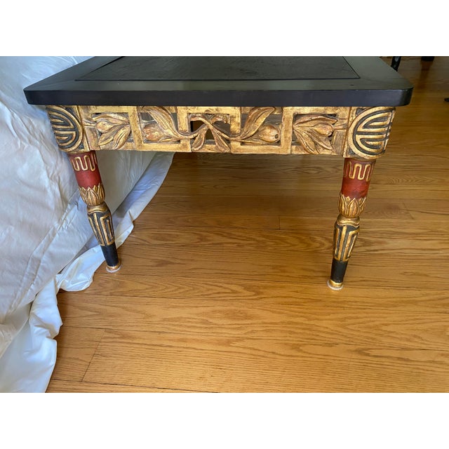 Vintage Hollywood Regency Giltwood & Ebonized Greek Key Coffee Table For Sale - Image 4 of 10