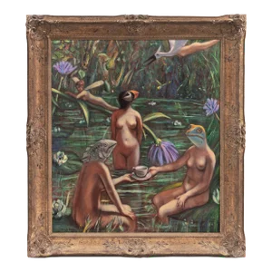 'Tea Party' by Greg Harris, 1981, New York Art Students League, Fechin Institute, Santa Fe, Large Oil
