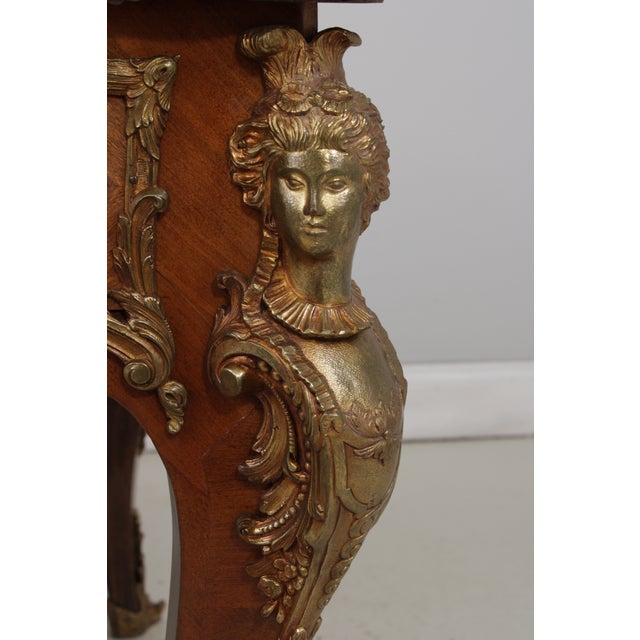 Vintage Louis XV Bureau Plat Writing Desk W. Leather Top For Sale - Image 16 of 18