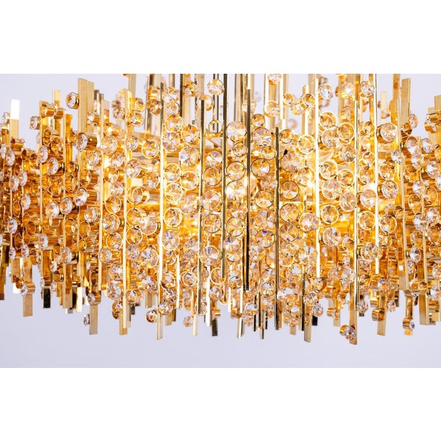 Large Gilt Brass and Crystal Chandelier from Palwa, Germany, 1970s For Sale - Image 12 of 14