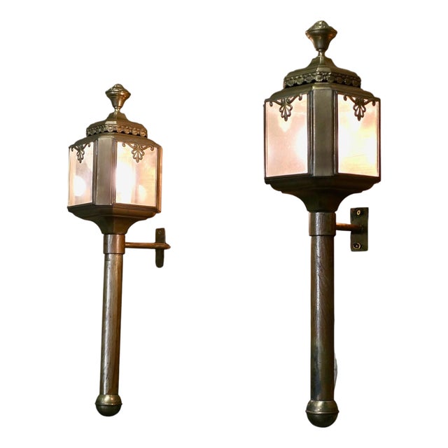 Antique French Brass Carriage Lamps, 1800, Set of 2 For Sale