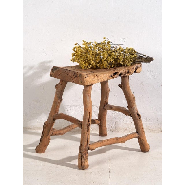 Antique Stool in Elm, 1900s For Sale - Image 9 of 10