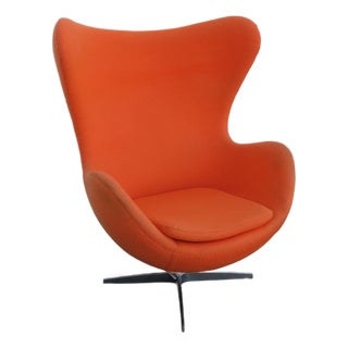 Mid Century Modern Swivel Rocking Orange Egg Chair Fritz Hansen Style 6608 For Sale