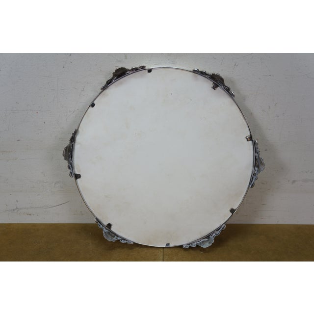Antique Victorian Art Nouveau Round Plateau Mirror Dresser Bar Vanity Tray 15" For Sale - Image 10 of 11