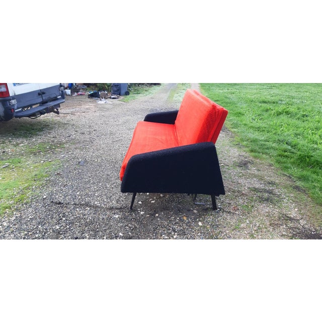 Vintage Sofa in Red and Black Fabric, 1970 For Sale - Image 4 of 12