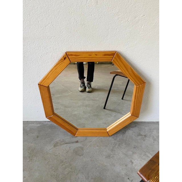 Hexagonal Pine Mirror, 1980s For Sale - Image 13 of 18