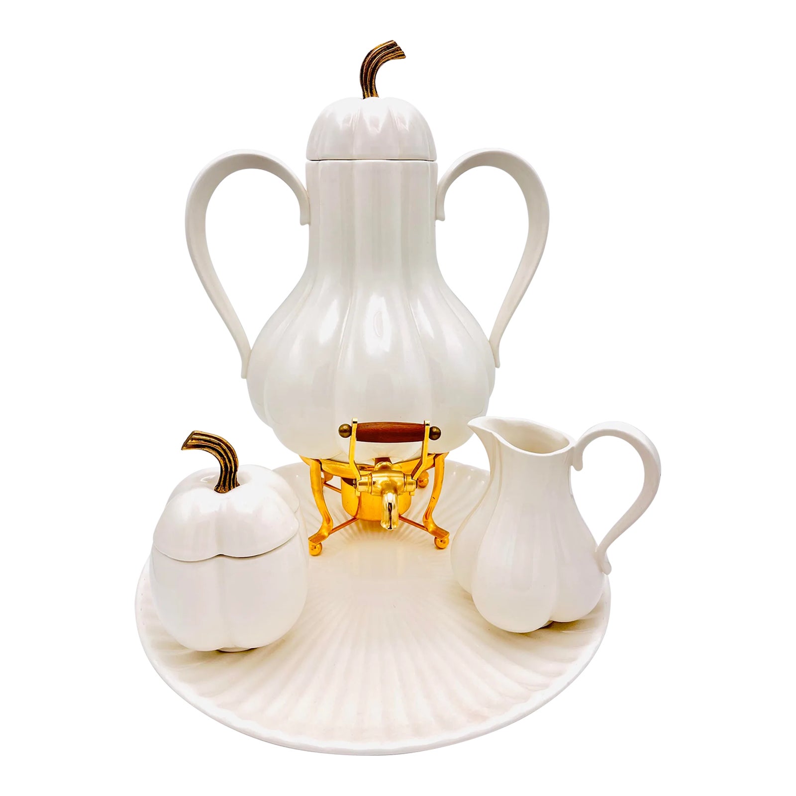 Mid-Century Ernest Sohn Creations Ceramic Gourd Samovar Set