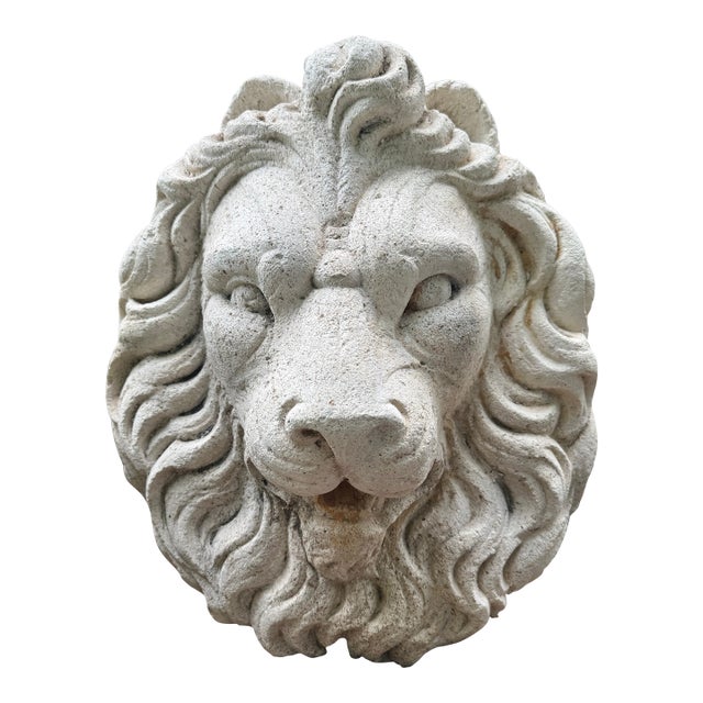 Vintage Concrete Lion Fountain Head For Sale
