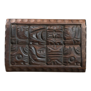 Vintage Hand Carved Folk Art Footed Box