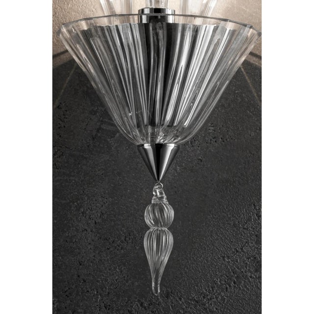 Scenographic venetian "rigadin"wall sconce in trasparent murano glass. imperial wall sconce in contemporary and luxury...