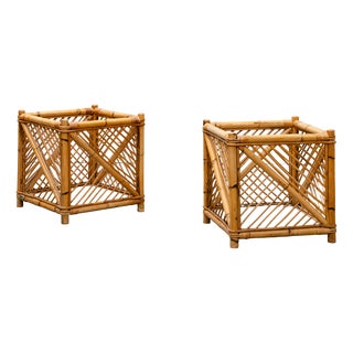 Rattan Baskets from Vivai Del Sud, 1970s, Set of 2 For Sale