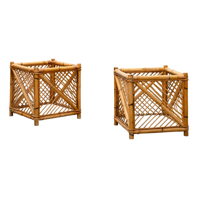 Rattan Baskets from Vivai Del Sud, 1970s, Set of 2 For Sale