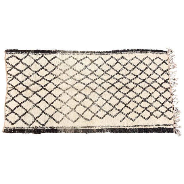 Moroccan Beni Ouarain carpet, white lush organic natural wo, hand woven by women of the Middle Atlas of Morocco. Authentic...