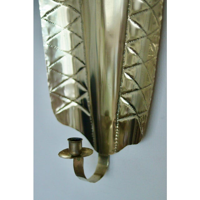 Mid-Century Swedish Brass Shield-Shaped Sconces, Set of 2 For Sale - Image 11 of 18