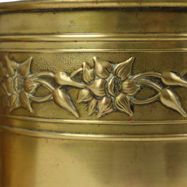 Brass Repoussé Flower Planters, Set of 3 For Sale - Image 17 of 18