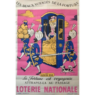 Lucien Boucher 1959 French Lottery Poster, Queen in a Carriage For Sale