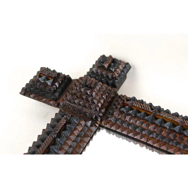 Tramp Art Rustic Handcarved Wall Mirror, Austria, 1880s For Sale - Image 13 of 18