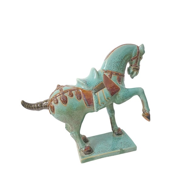 Aqua Tang Dynasty Style Terracotta Horse, 1970s For Sale - Image 8 of 11