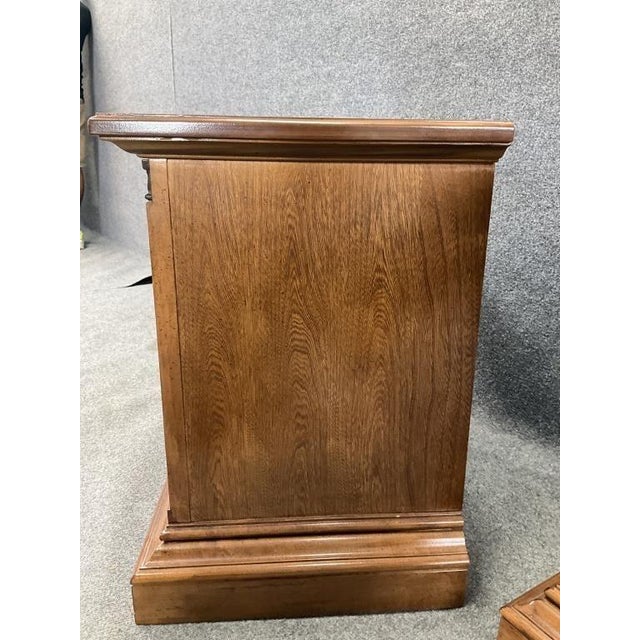 Stanley Furniture Vintage Stanley Regency Nightstands, Solid Wood, Brass Hardware, Pair For Sale - Image 4 of 9