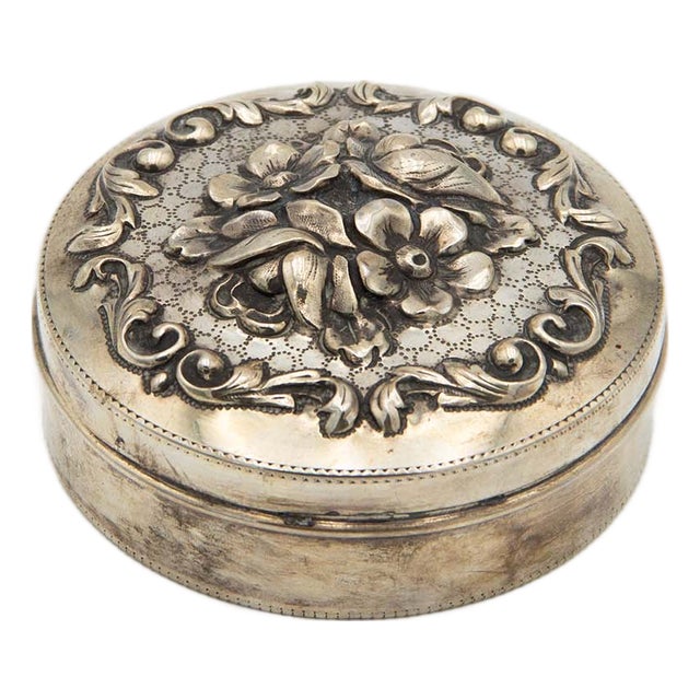 Cylindrical Silver Box For Sale