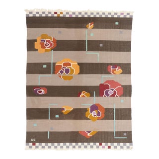 Ulla Schumacher Vintage Swedish Rollakan Rug, 05'08 X 07'05 For Sale