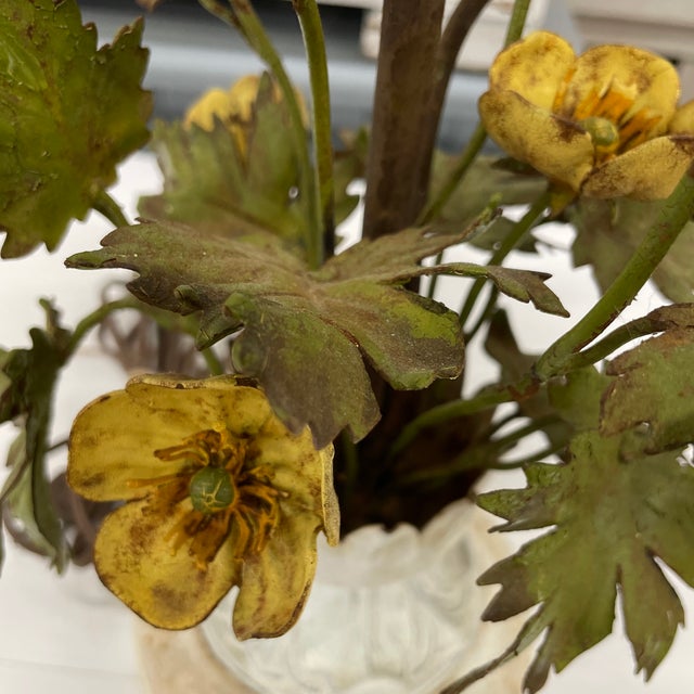 1940s Vintage Metal Floral Toleware Lamp For Sale - Image 5 of 9