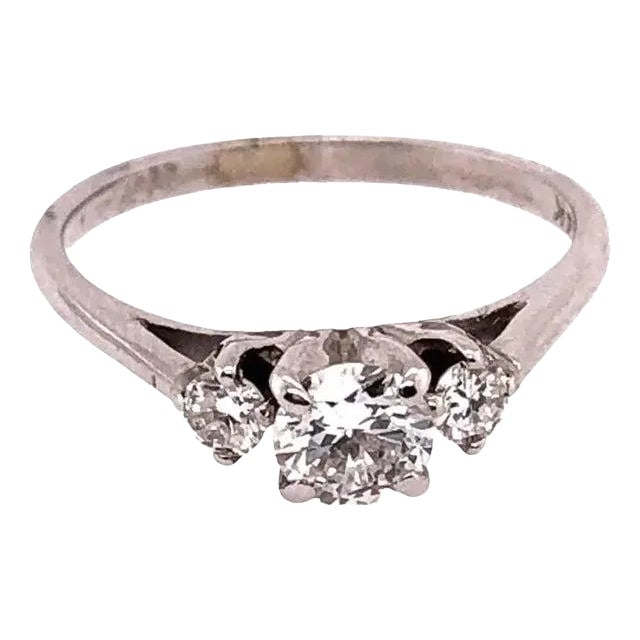 14 Karat White Gold Engagement Ring 0.64 Total Diamond Weight For Sale