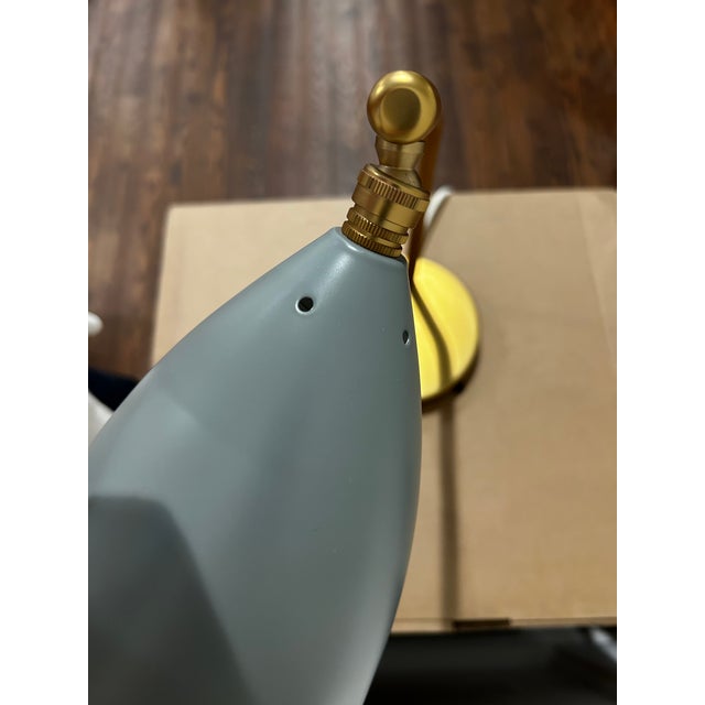 Metal Mid-Century Modern Gubi Gräshoppa Table Lamp in Blue Grey, Greta Grossman Design For Sale - Image 7 of 13