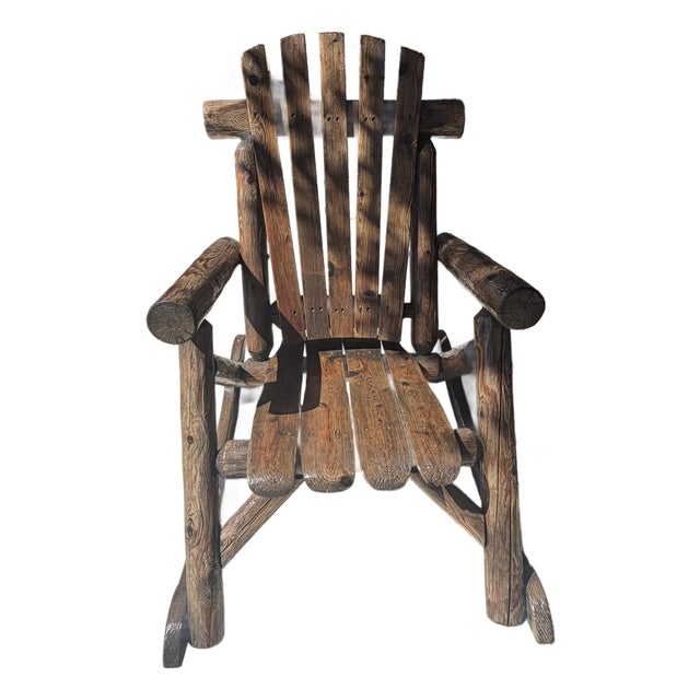 Monumental 20thc Hand Made Pine Log Rocking Chair For Sale