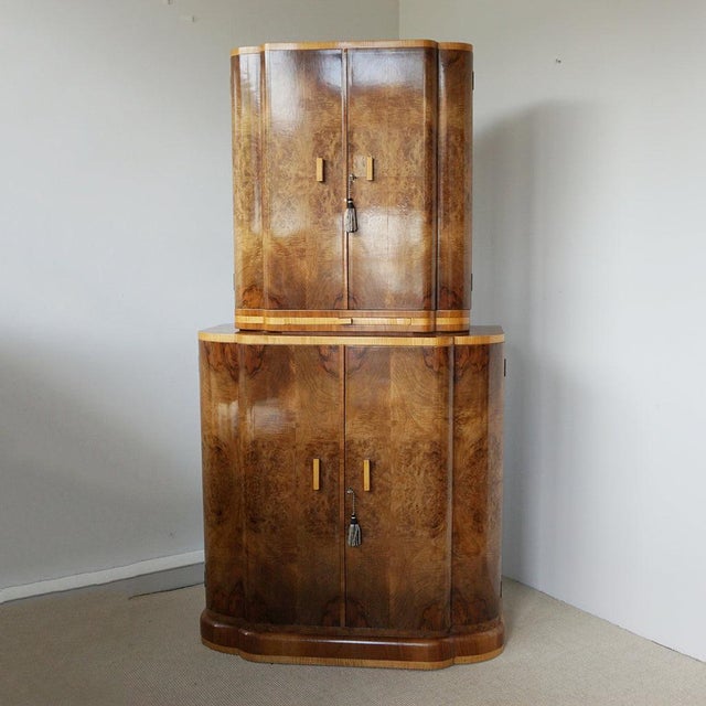 Vintage Art Deco Cocktail Cabinet in Burr Walnut, 1930s For Sale - Image 16 of 17