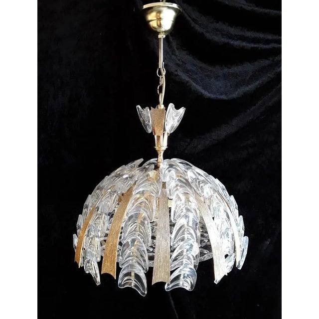 Vintage Ceiling Lamp with Gold-Colored Metal Elements and Cut Crystal Glass Trim, 1970s For Sale - Image 10 of 10