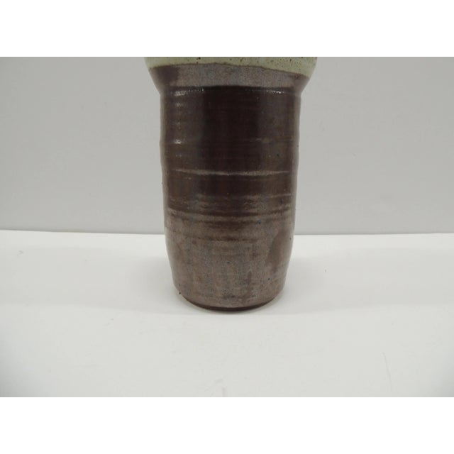 Mid-Century Modern MCM Gray & Brown Glazed Decorative Ceramic Vase/Vessel For Sale - Image 3 of 4