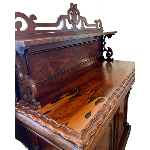 Large Victorian Mahogany & Rosewood Server Sideboard Chiffonier Buffet Turn of the Century For Sale - Image 4 of 10