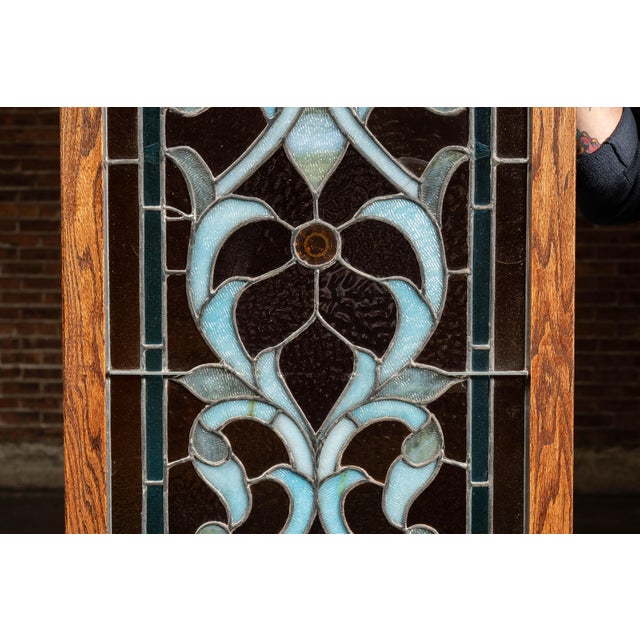 Late 19th Century Late 19th Century Memorial Stained Glass Panel in Frame For Sale - Image 5 of 9