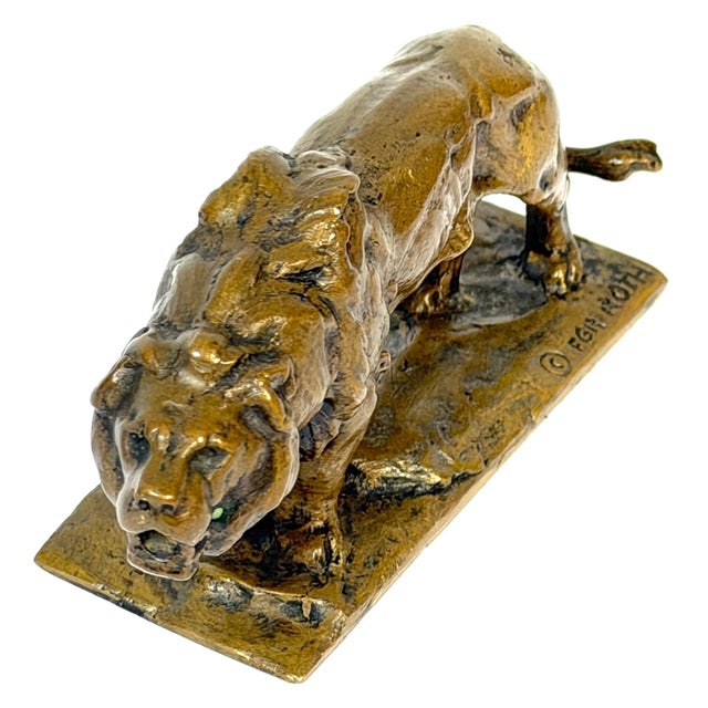 Metal Early 20th Century Frederick G. R. Roth “Columbia Lion” American Bronze Animalier Sculpture For Sale - Image 7 of 15