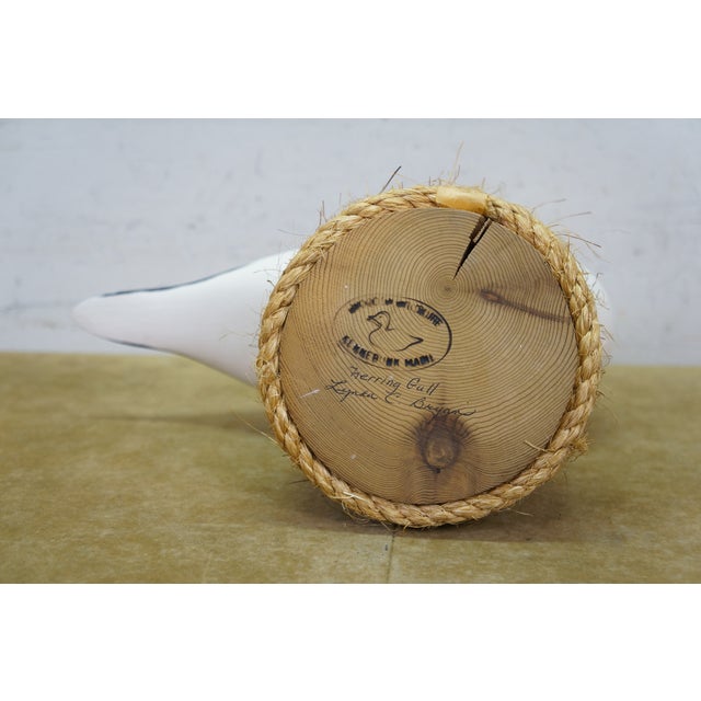 Vintage Lynda C. Bryan Hand Carved Pine Wooden Wildlife Herring Gull Sculpture For Sale - Image 9 of 14