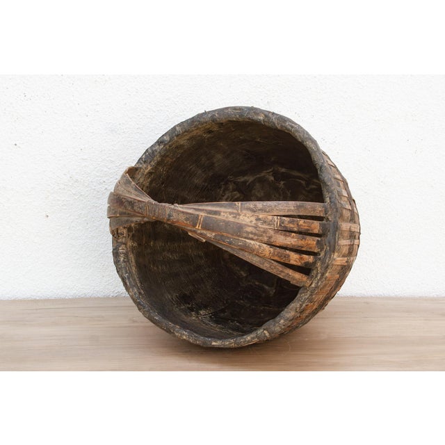 Wood Vintage English Farmhouse Basket For Sale - Image 7 of 9