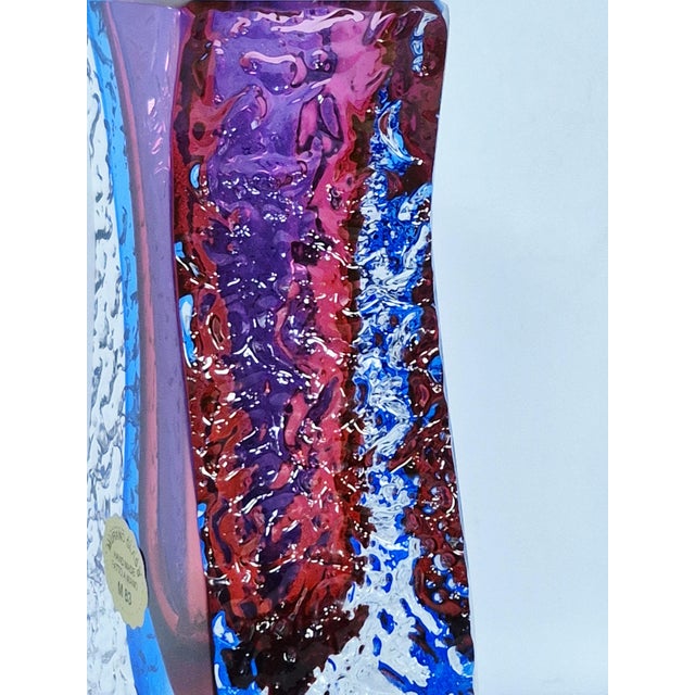 Alessandro Mandruzzato Mid-Century Murano Sommerso Textured Glass Vase by Alessandro Mandruzzato For Sale - Image 4 of 12